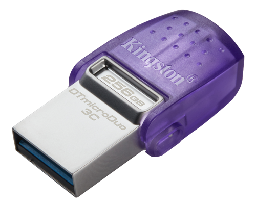 Kingston DataTraveler microDuo 3C USB Memory, 256GB, purple/silver