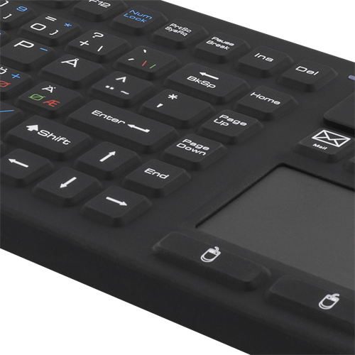 Deltaco Trådløst tastatur med touchpad, silikon, IP65, 2,4 GHz, 107 taster + 18 funksjonstaster, svart
