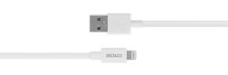 Deltaco Lightning cable, 2m, Apple C189 chipset, MFi, FSC-labeled packaging, white