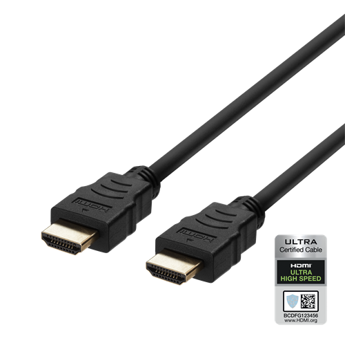 Deltaco Ultra High Speed HDMI cable, 3m, eARC, QMS, 8K at 60Hz, 4K at 120Hz, black