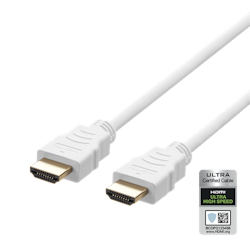 Deltaco Ultra High Speed HDMI Cable, 1m, eARC, QMS, 8K at 60Hz, 4K at 120Hz, white