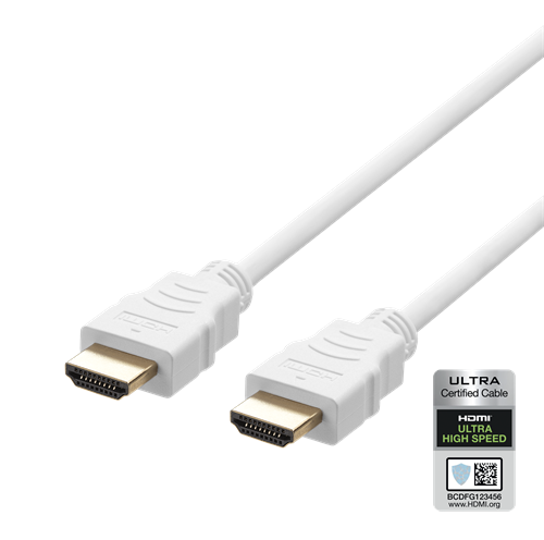 Deltaco Ultra High Speed HDMI Cable, 3m, eARC, QMS, 8K at 60Hz, 4K at 120Hz, white