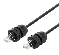 Deltaco S/FTP Cat6a patch cable, 3m, IP68, PG13.5/M20, black