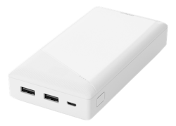 Deltaco Power bank 20 000 mAh, 2.1 A/10.5 W, 74 Wh, 2x USB-A, white