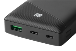 Deltaco Power bank 10 000 mAh, 3 A/18 W, 37 Wh, 1x USB-A fast charge, 1x USB-C PD, black