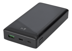 Deltaco Power bank 20 000 mAh, 3 A/18 W, 74 Wh, 1x USB-A fast charge, 1x USB-C PD, black