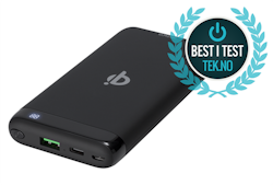 Deltaco Wireless Qi certified power bank with fast charging, 1x USB-A fast charging, 1x USB-C PD, 10 000 mAh, 37 Wh, black