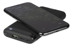 Deltaco Wireless Qi certified power bank with fast charging, 1x USB-A fast charging, 1x USB-C PD, 10 000 mAh, 37 Wh, black