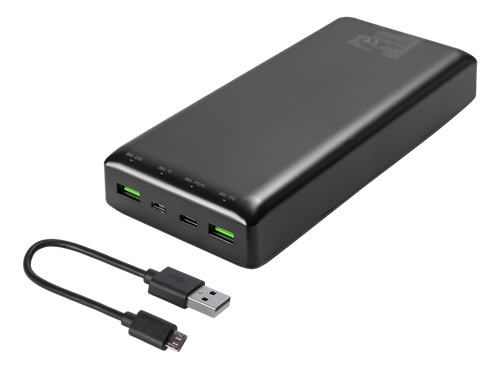 Deltaco Power bank 30 000 mAh, 1x USB-C, 2x USB-A, Fast charge, 111 Wh, black