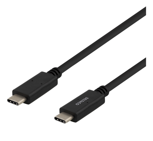Deltaco USB-C til USB-C kabel, 1m, 5Gbps, USB-IF sertifisert, svart