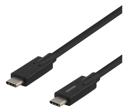 Deltaco USB-C til USB-C kabel, 2m, 5Gbps, USB-IF sertifisert, svart