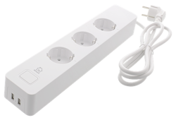 Deltaco Smart Home plugg, WiFi 2.4GHz, 3xCEE 7/3, 2xUSB-A, 13A, 220-240V, 1.5m, hvit