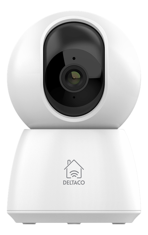 Deltaco Smart Home WiFi-kamera, 1080p, motorisert panorering og tilt, 2-veis lyd, 2MP, IR-nattsyn, ONVIF, hvit