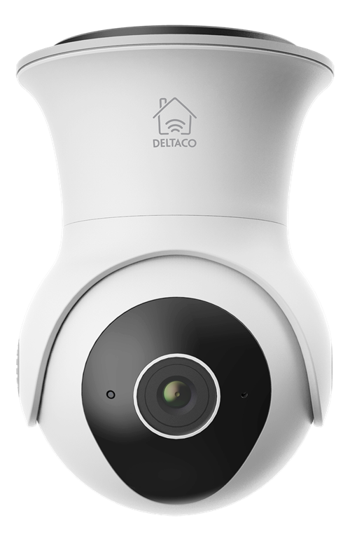 Deltaco Smart Home WiFi-kamera, 1080p, motorisert panorering og tilt, utendørs bruk IP65, 2MP, ONVIF, hvit