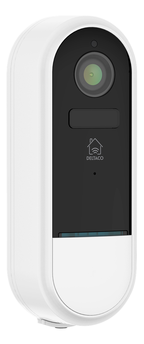 Deltaco Smart Home WiFi dørklokke med kamera, 1080p, IP65 værbestandig, hvit/svart