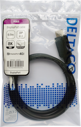 Deltaco DisplayPort cable, DP 2.1, DP40, 0,5m