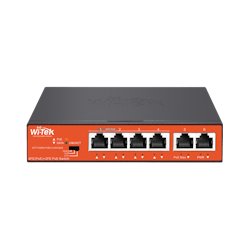 Wi-Tek 65W PoE switch for overvåkningskamera, 4 kanaler