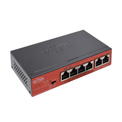 Wi-Tek 65W PoE switch for overvåkningskamera, 4 kanaler