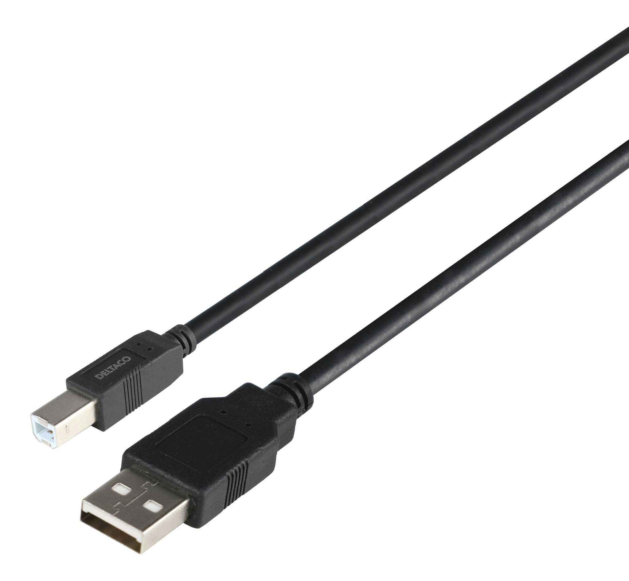 Deltaco USB 2.0 kabel USB-A han - USB-B han, LSZH, 2m, svart