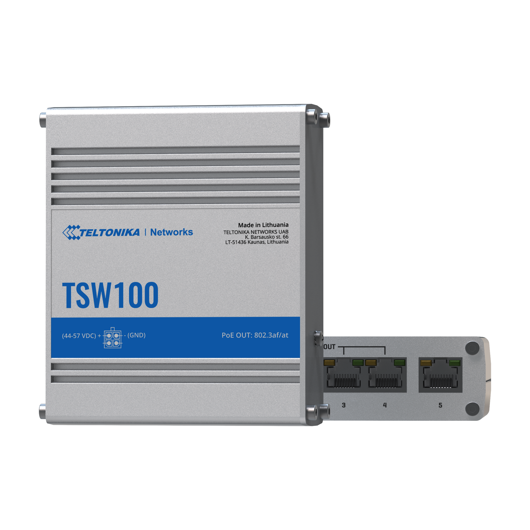 Teltonika TSW100 Industriell PoE+ 5-port Gigabit Switch