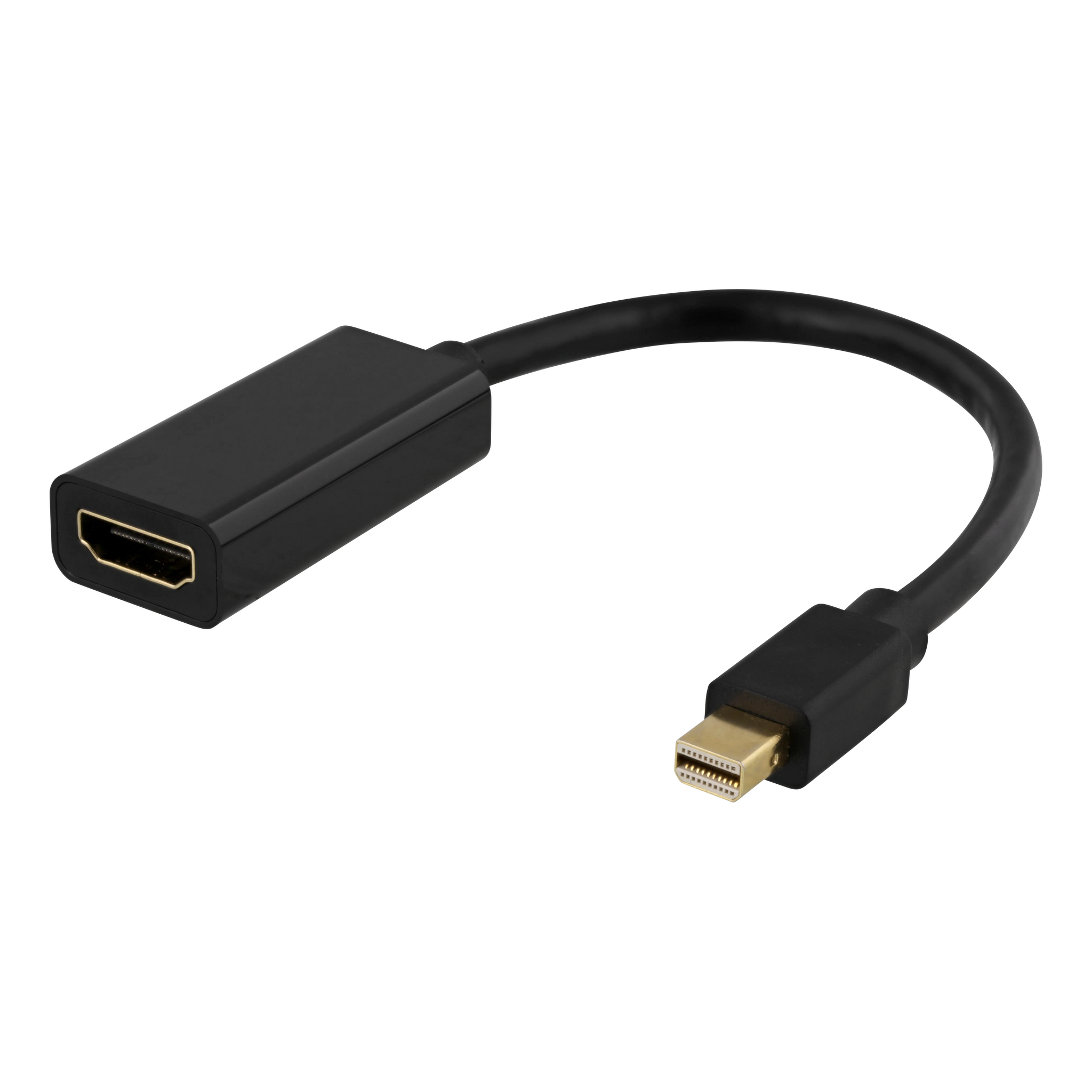 Deltaco Mini DisplayPort til HDMI adapter, 4K 60Hz, 0,2m, svart