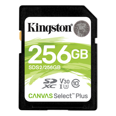 Kingston Canvas Select Plus SDXC, 256GB, Class 10 UHS-I, black
