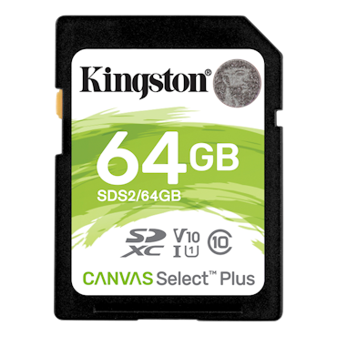 Kingston Canvas Select Plus SDXC, 64GB, Class 10 UHS-I, black