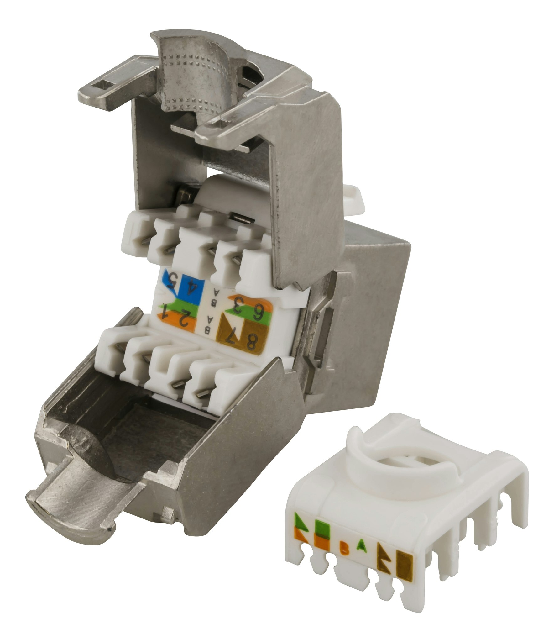 Deltaco FTP Cat6a keystone connector, shielded, 23-26AWG, "Tool-free"
