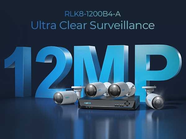 Reolink RLK8-1200B4-A Kamerapakke, 4 stk. 12MP bullet kameraer og opptaker med 2TB disk