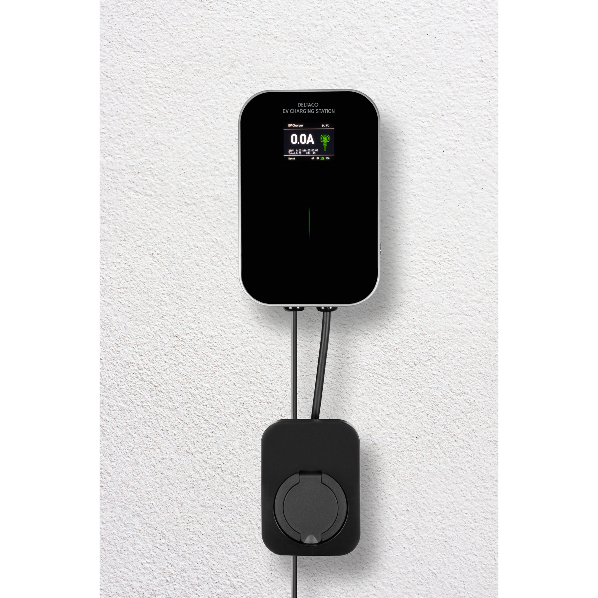 Deltaco e-Charge ladeboks til hjemmebruk med type 2-kontakt, svart
