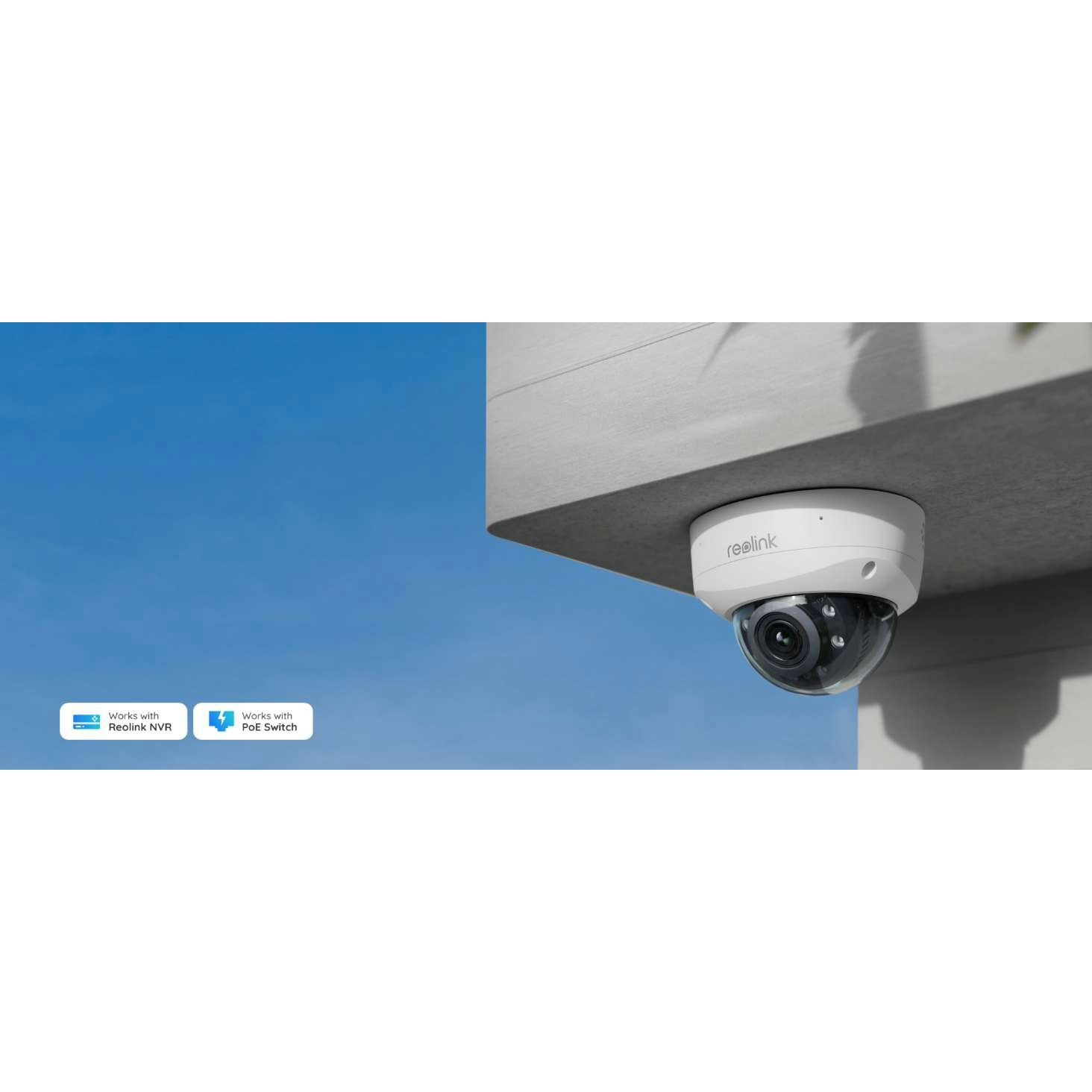 Reolink P437 RLC-843A 4K PoE dome-kamera, 5X optisk zoom, Spotlys, Vandalsikkert