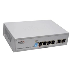 Wi-Tek 65W PoE switch for overvåkningskamera, 4 kanaler