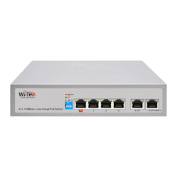 Wi-Tek 65W PoE switch for overvåkningskamera, 4 kanaler
