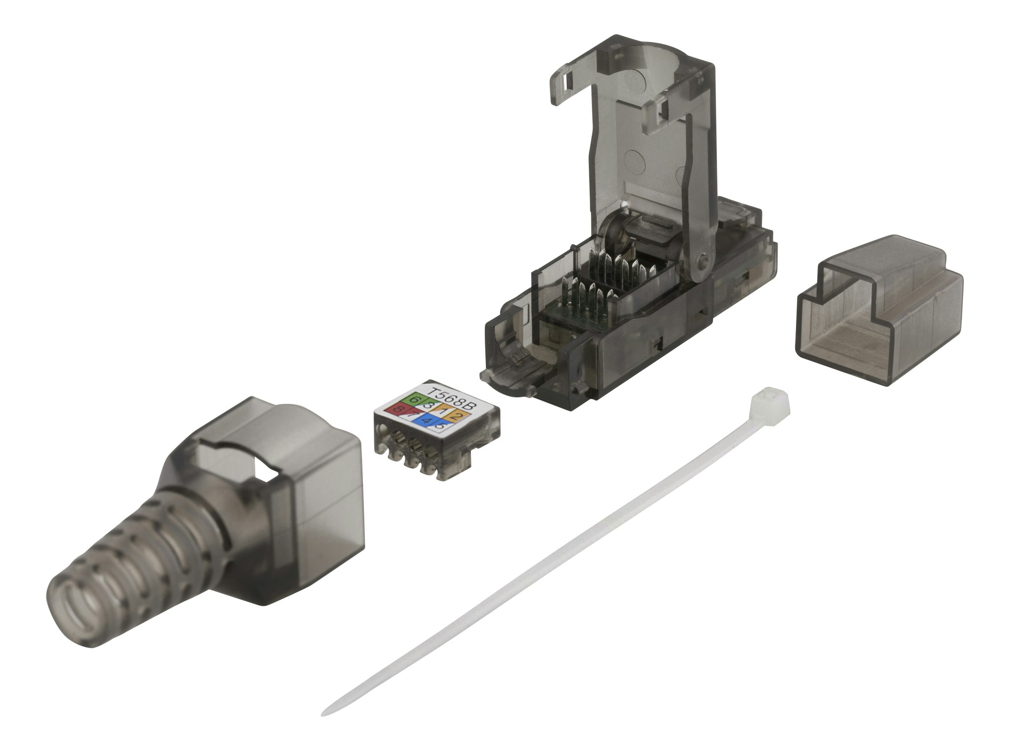 Deltaco RJ45 plug Cat6A, unshielded, tool-less, grey