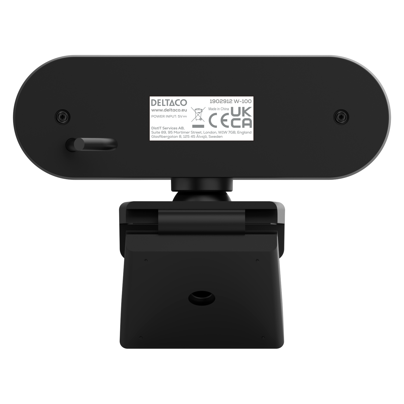 Deltaco Full HD-webkamera med 360° rotasjon, vippes opp/ned, 2MP, svart