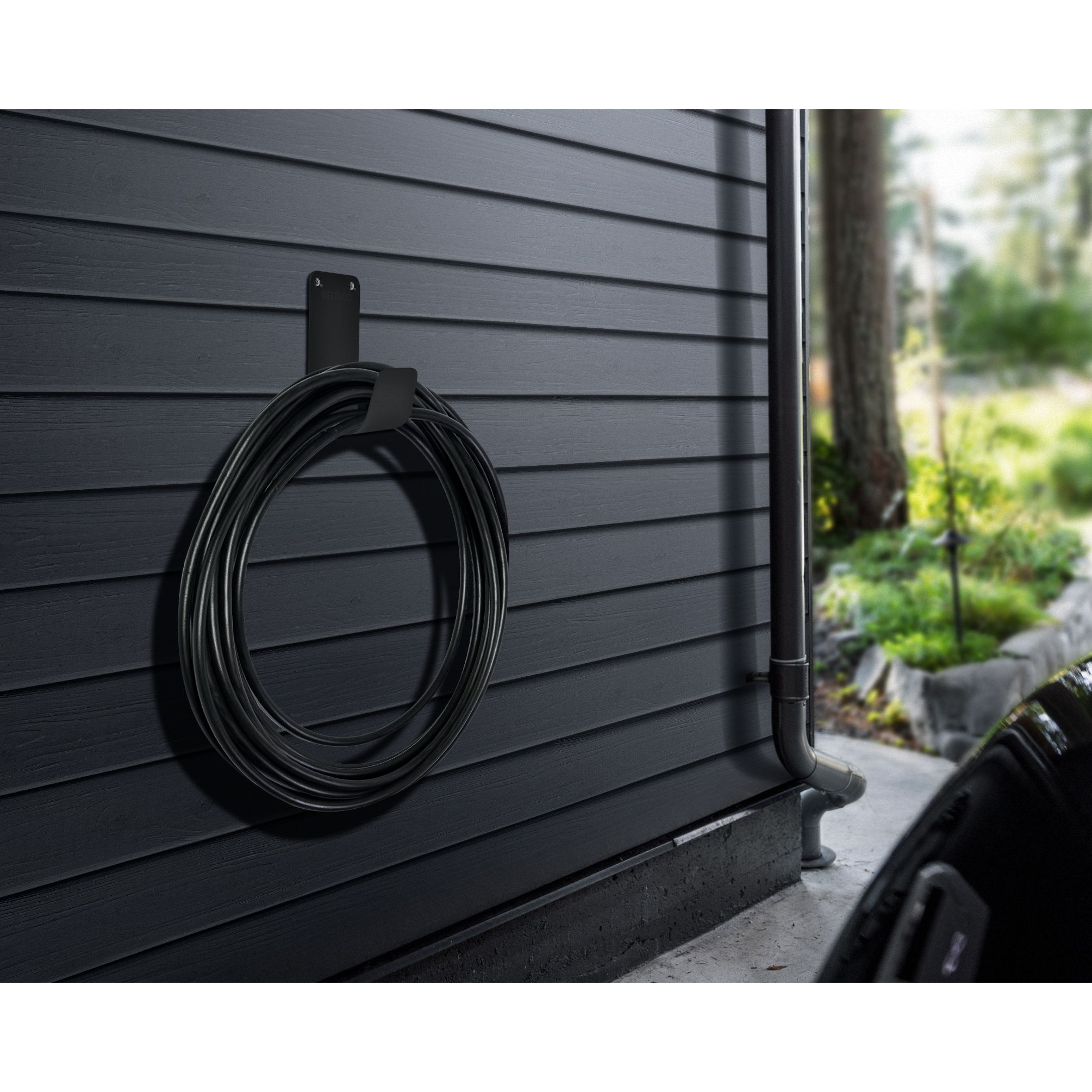 Deltaco e-Charge Kabelkrok, Rustfritt stål SS304, svart