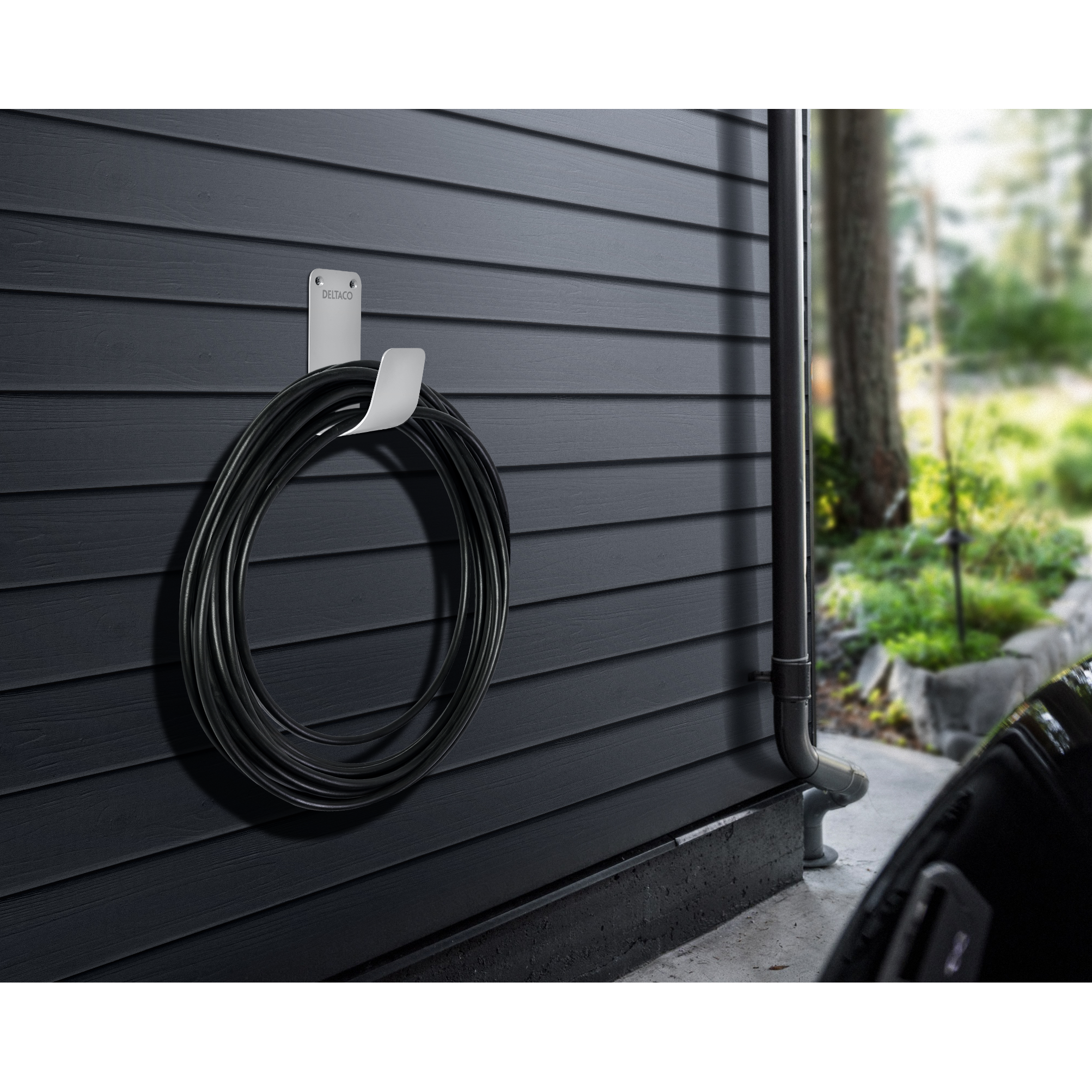 Deltaco e-Charge Kabelkrok, Rustfritt stål SS304, hvit