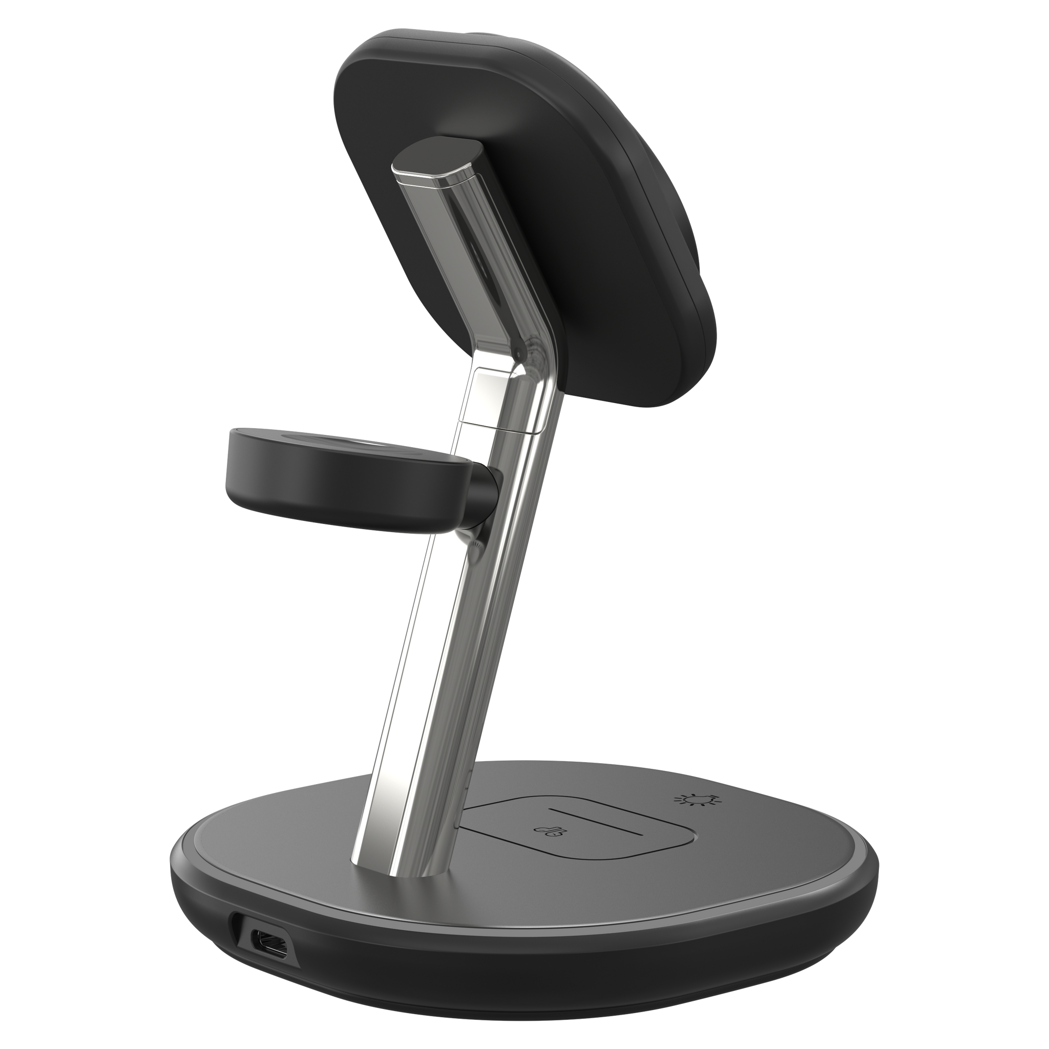 Deltaco 3-i-1 magnetisk trådløst ladestativ, iPhone/TWS/Watch, LED-lys