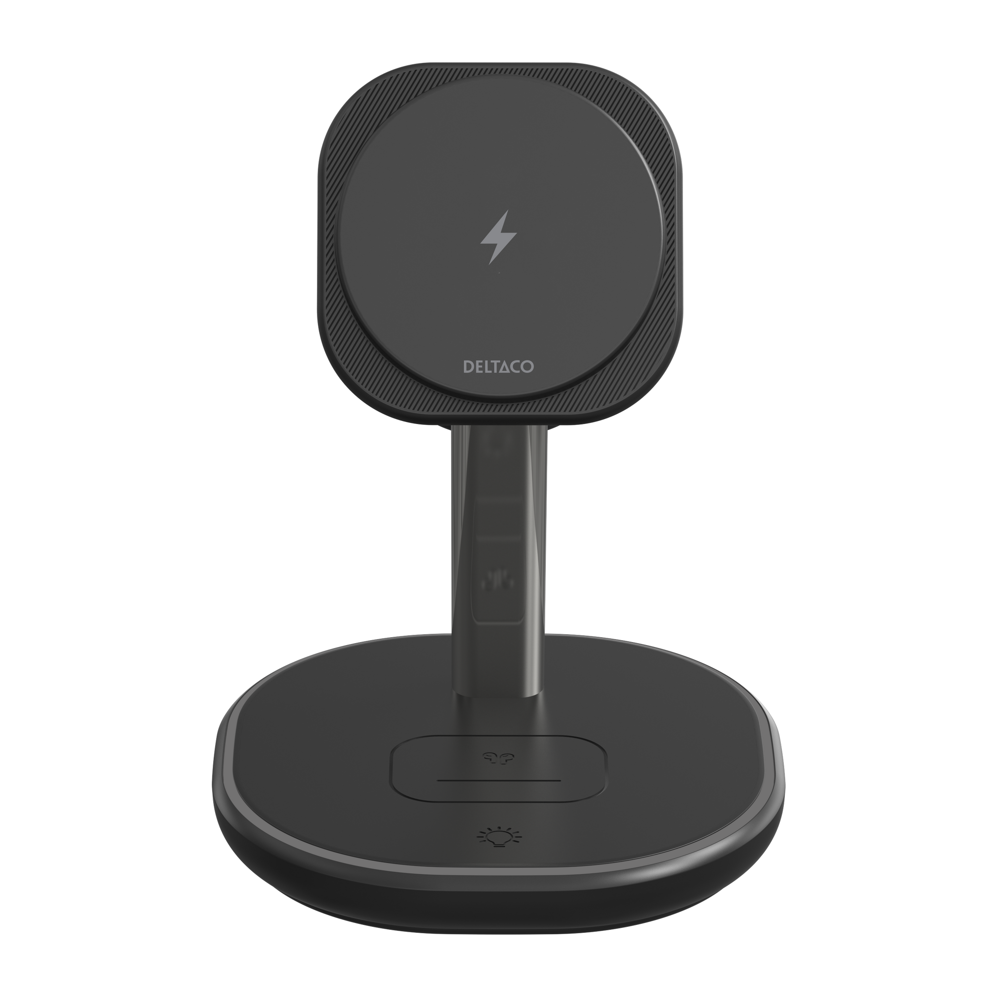 Deltaco 3-i-1 magnetisk trådløst ladestativ, iPhone/TWS/Watch, LED-lys