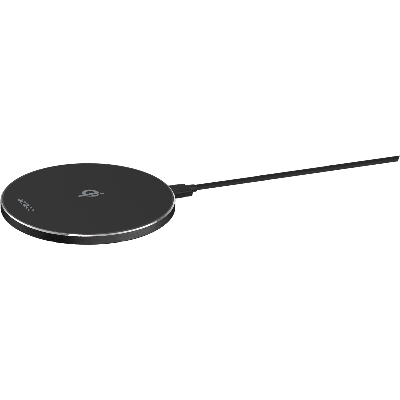Deltaco Trådløs hurtiglader med LED-ring, 15 W, svart