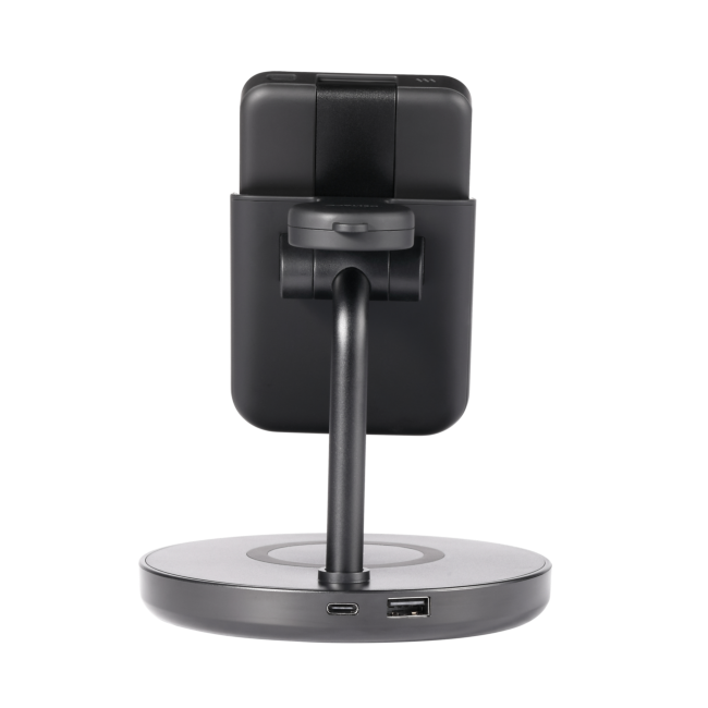 Deltaco 3-i-1 magnetisk trådløs lader, avtakbar powerbank, iPhone/Apple watch/ørepropper