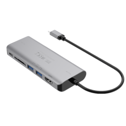 Deltaco USB-C dockingstasjon HDMI/RJ45/2x USB-A/SD/USB-C, grå