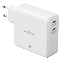Deltaco USB-C-vegglader med innebygd powerbank og GaN-teknologi, 9600 mAh, hvit
