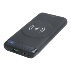 Deltaco Trådløs powerbank med magnet, USB-C og USB-A, 10 000 mAh, svart