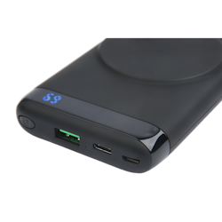 Deltaco Trådløs powerbank med magnet, USB-C og USB-A, 10 000 mAh, svart