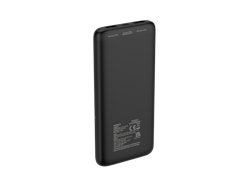 Deltaco Powerbank med hurtiglading og 3 porter, 2 x USB-A 18W, 1 x USB-C 20W PD, 10 000 mAh, svart