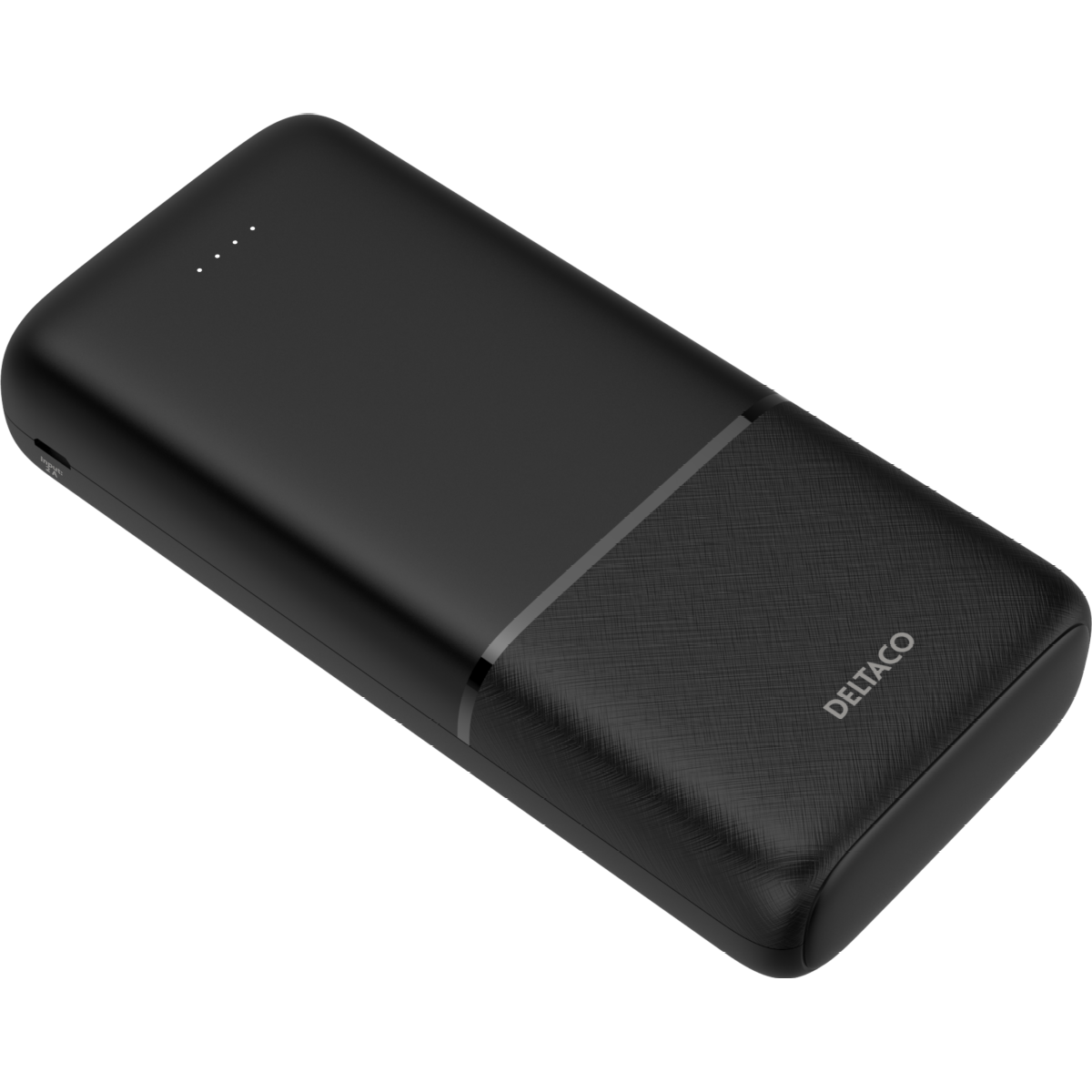 Deltaco Powerbank med hurtiglading og 3 porter, 2 x USB-A 18W, 1 x USB-C 20W PD, 20 000 mAh, svart