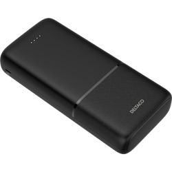 Deltaco Powerbank med hurtiglading og 3 porter, 2 x USB-A 18W, 1 x USB-C 20W PD, 20 000 mAh, svart