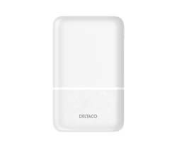 Deltaco Powerbank, 2 x USB-A, 1 x USB-C, 10 000 mAh, hvit