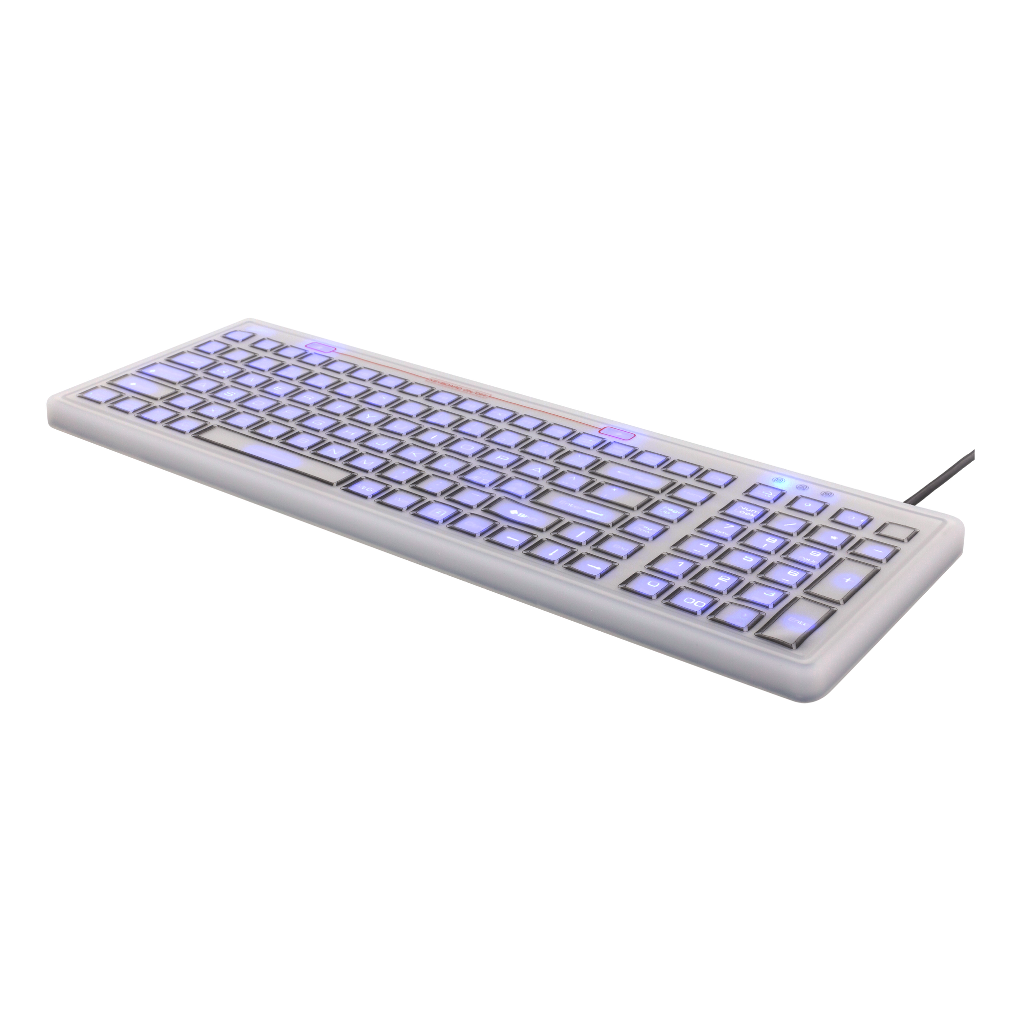 Deltaco Tastatur i silikon, IP68, blå LED, grå/svart